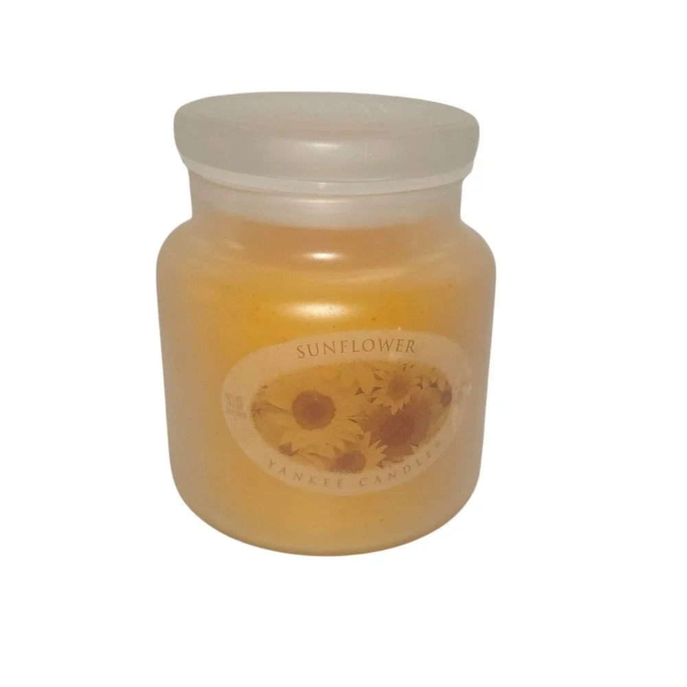 Yankee Candle Sunflower Single Wick Jar Candle 14.5oz Rare Frosted Glass Jar